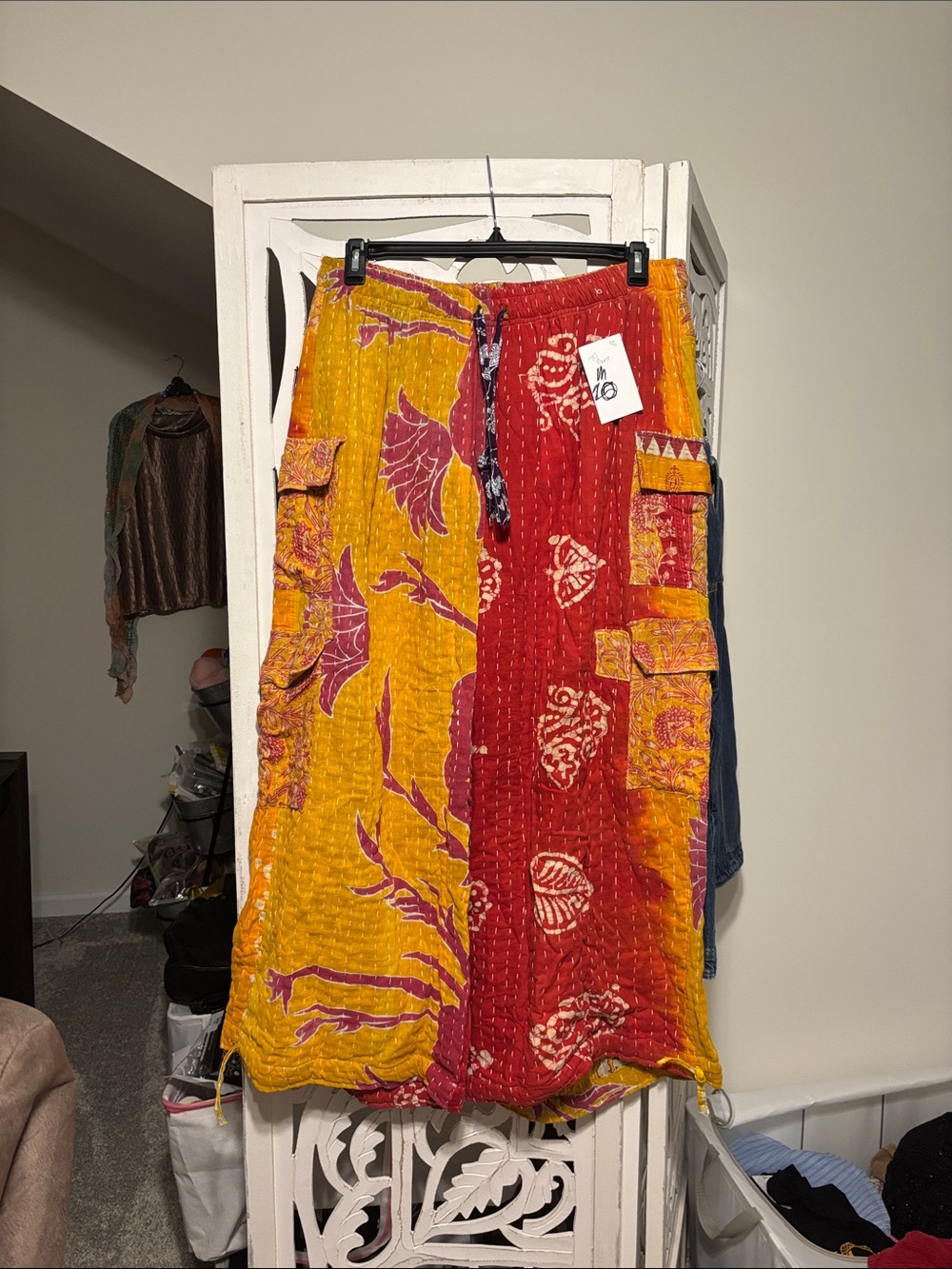 Bohemian Patchwork Pants in Mustard Yellow & Red